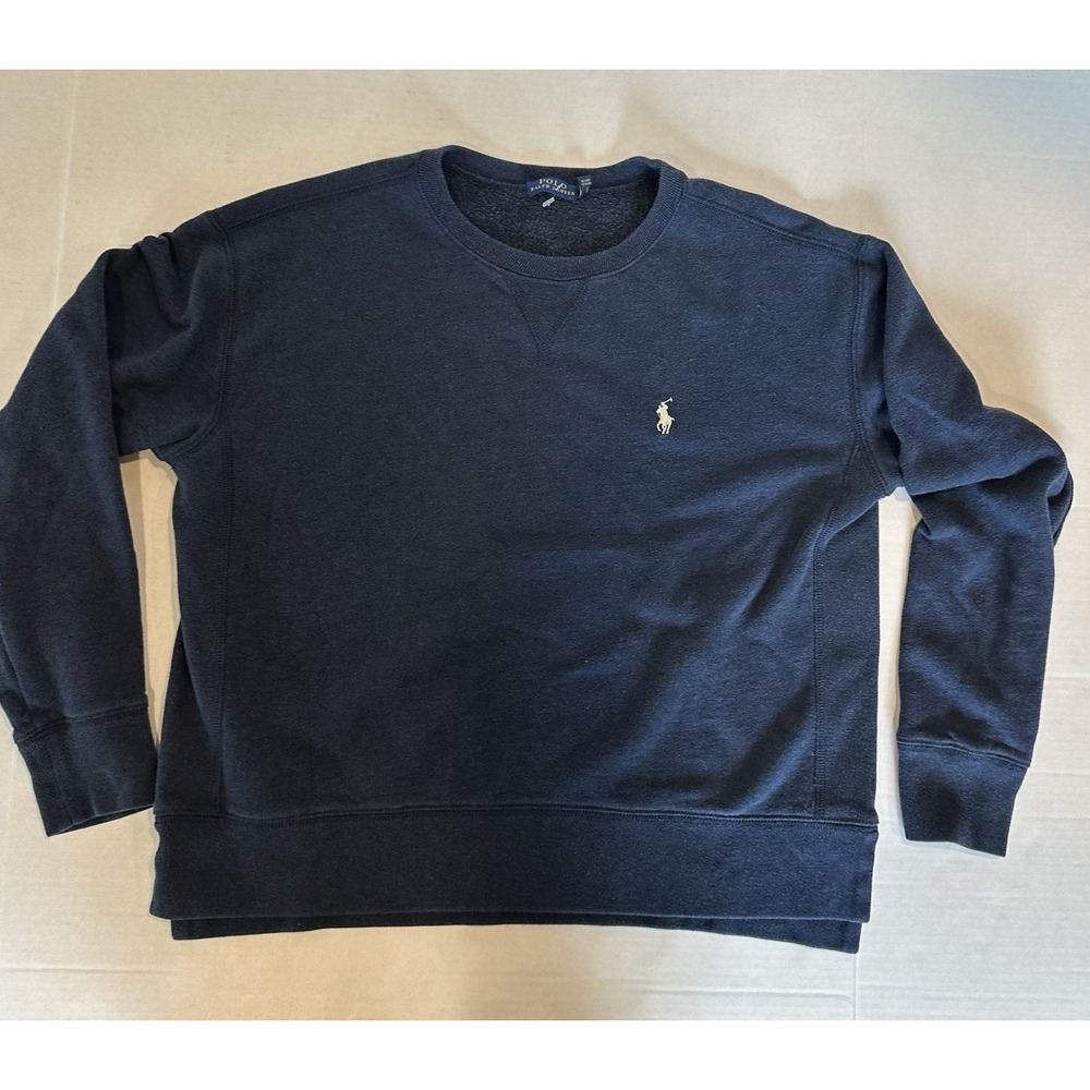 Polo Ralph Lauren Sweatshirt Crew Neck Pullover Navy White Horse Size Small